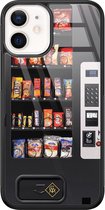 Casimoda® hoesje - Geschikt voor iPhone 12 Mini - Snoepautomaat - Luxe Hard Case Zwart - Backcover telefoonhoesje - Multi