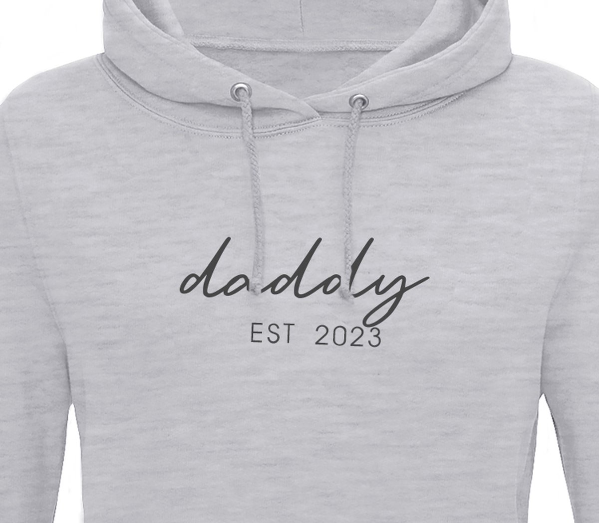 Hoodie heren met capuchon - Sweater heren capuchon - Cadeau papa - Cadeau papa kerst - Cadeau papa vaderdag - Daddy est 2023 - Lichtgrijs M