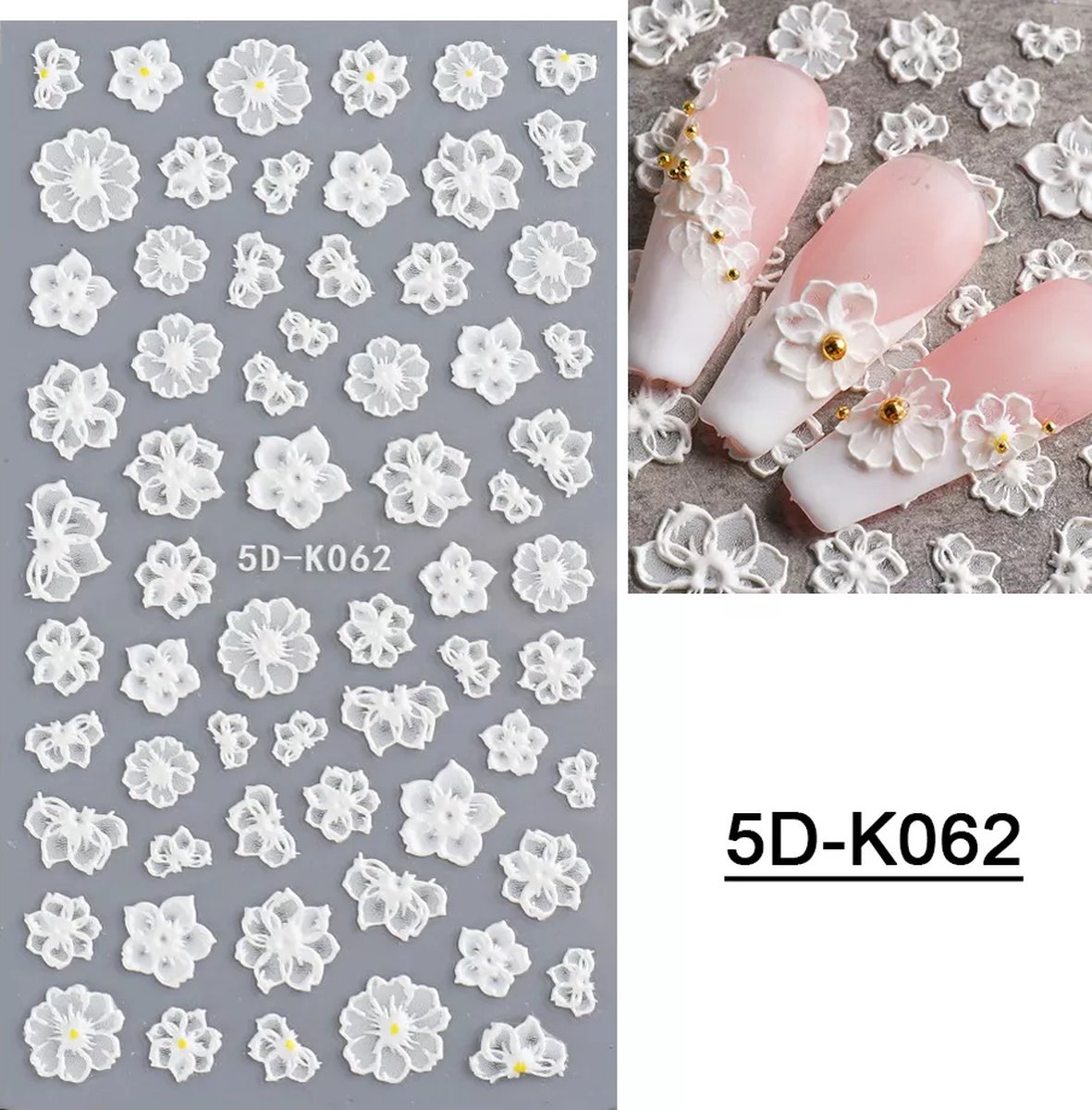 Goedkoopste GUAPÀ® Nail Art 3D Nagel Stickers - Nagel Decoratie & Versiering Folie - Nagel Sticker Vellen - Kerst Nagelstickers - Witte Bloem Nagelstickers