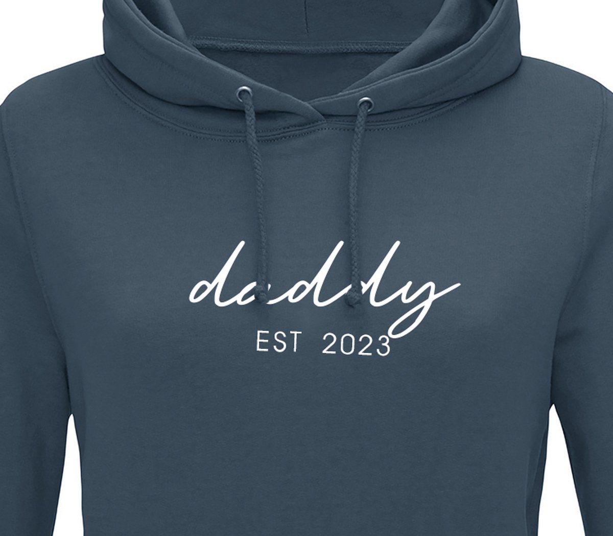 Hoodie heren met capuchon - Sweater heren capuchon - Cadeau papa - Cadeau papa kerst - Cadeau papa vaderdag - Daddy est 2023 - Blauwgrijs XL