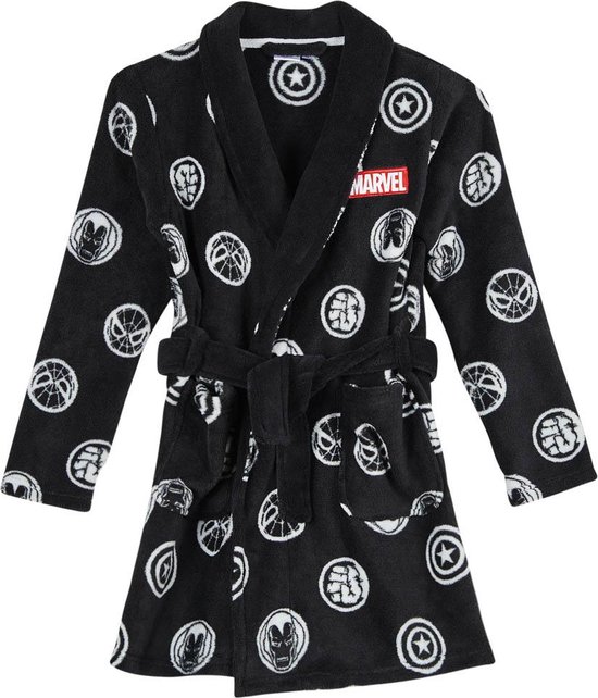 Marvel - badjas - fleece - zwart - 8 jaar