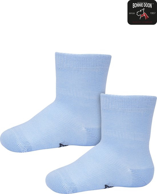 Bonnie Doon Basic Sokken Baby Blauw 0/4 maand - 2 paar - Unisex - Organisch Katoen - Jongens en Meisjes - Stay On Socks - Basis Sok - Zakt niet af - Gladde Naden - GOTS gecertificeerd - 2-pack - Multipack - Lichtblauw - Powder Blue - OL9344012.328