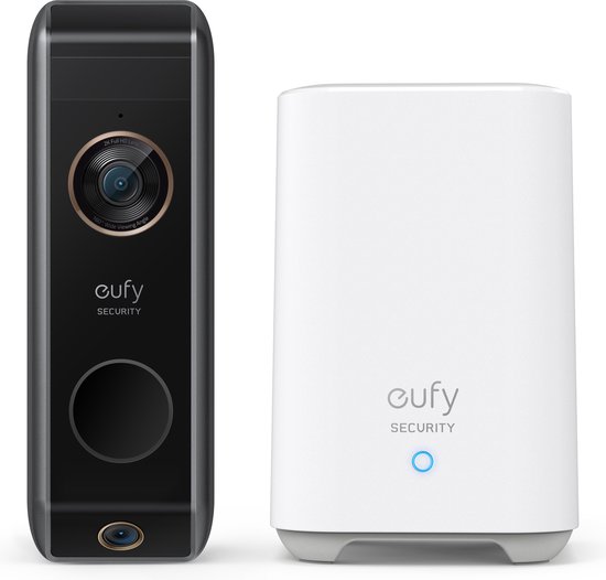 eufy Security - Video Doorbell S330 Camera (op batterijen) met Homebase-Zwart en wit-dubbele bewegingsdetectie-pakketdetectie-2K HD-familieherkenning-geen maandelijkse kosten-16 GB lokale opslagruimte