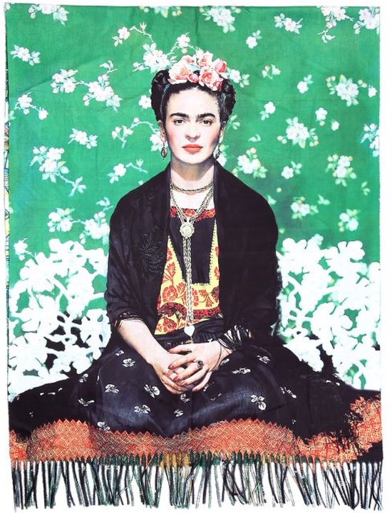 Shanila sjaal- handgemaakt en geborduurd -green flowers