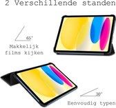Hoesje Geschikt voor iPad 2022 Hoes Case Tablet Hoesje Tri-fold Met Screenprotector - Hoes Geschikt voor iPad 10 Hoesje Hard Cover Bookcase Hoes - Zwart