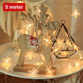 Nuvance - LED Lampjes slinger - 50 sterren - 5 meter - Kerstverlichting voor Binnen en Buiten - Kerstdecoratie - Kerstversiering - Lichtslinger - Warm Wit