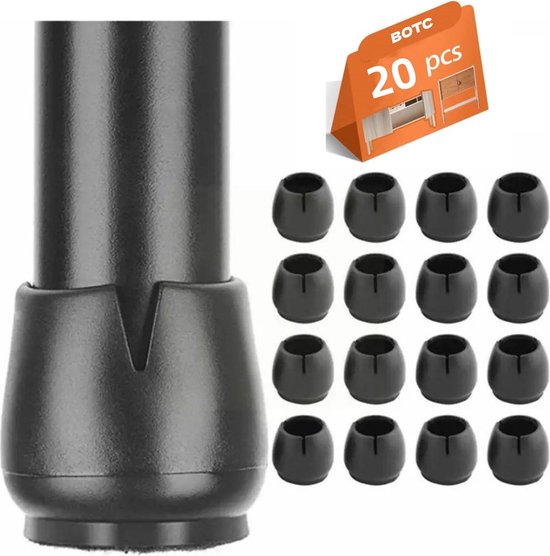 20 * Stoelpoot Doppen - 17-22mm - ronde poten - stoelpoot bescherming - stoelpootdoppen, sokken, tafels en stoelen - Zwart