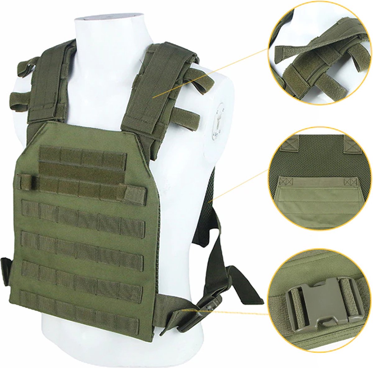LiberTac Plate Carrier groen - tactical vest - MOLLE - voor ballistische en kogelwerende platen.