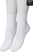 Bonnie Doon Basic Quarter Sokken Dames Wit maat 36/42 - 2 paar - Quarter Katoenen Sok - Boven de Enkel - Gladde Naden - Brede Boord - Uitstekend Draagcomfort - Fijne Pasvorm - 2-pack - Multipack - Enkelsokken - White - OL941101.103