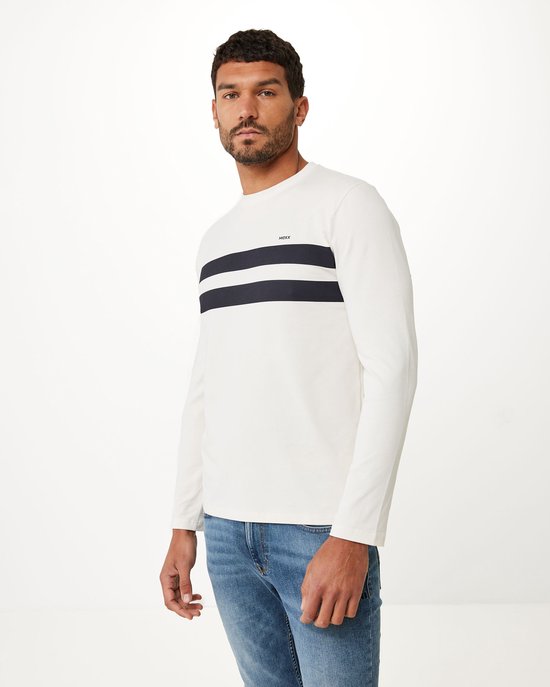 Colorblock T-shirt LS Mannen - Off White - Maat S