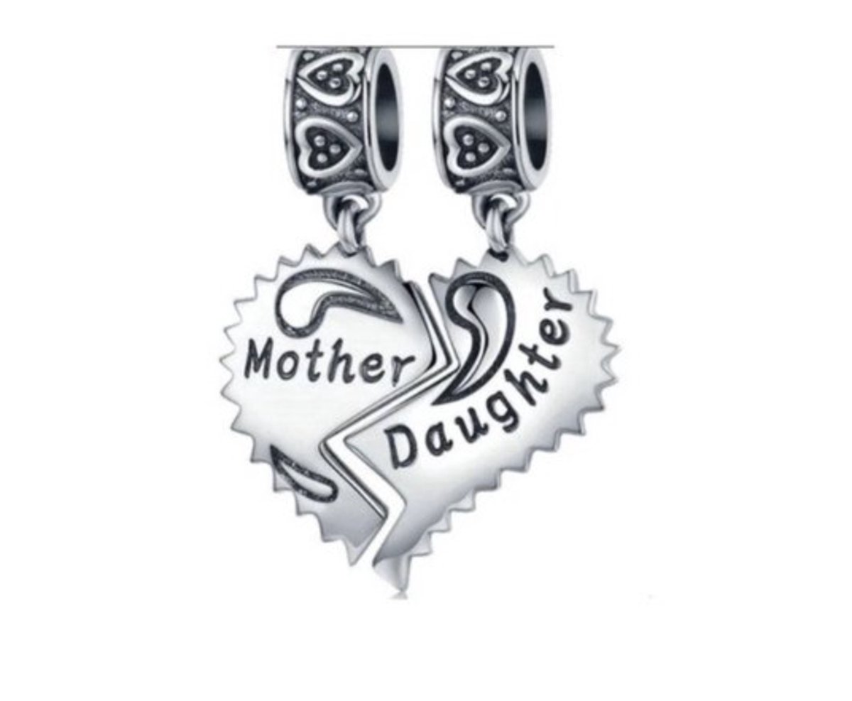 Zilveren Bedel moederdag - moeder dochter bedel - Sterling zilver 925 - Moederdag Cadeau Tip - Past op je Pandora armband - Estacks