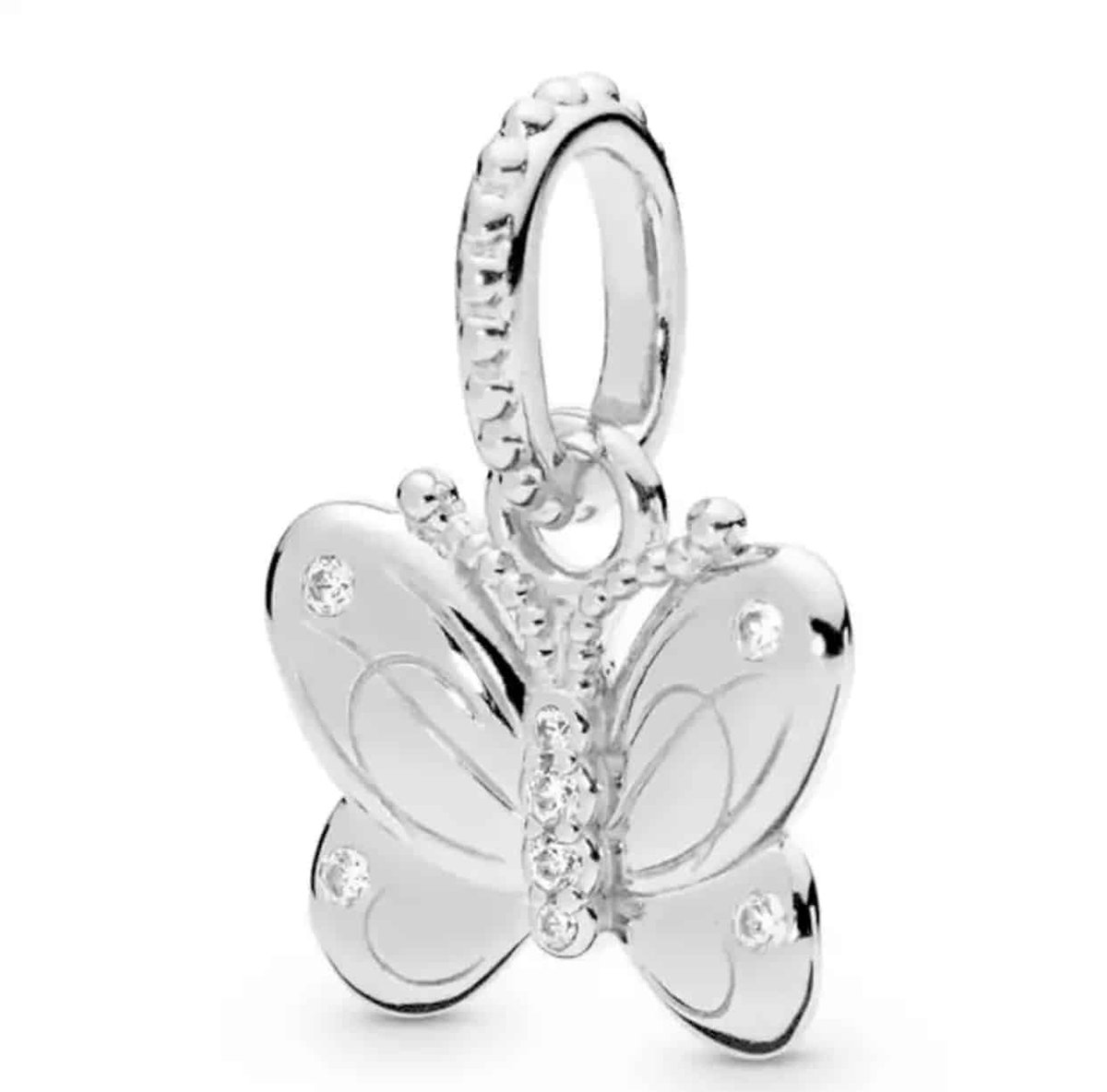 Tracelet - Zilveren bedels - Bedel vlinder zilver | Charm met zirkonia | 925 Sterling Zilver - Pandora Compatible - Met 925 Zilver Certificaat - Tip voor Valentijn