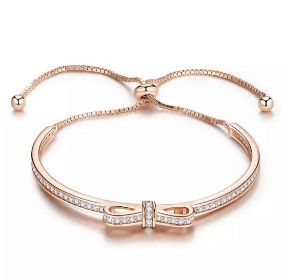 Bracelets en argent | Bracelet Noeud Rosé | Avec zircone | Argent sterling  925 |... | bol.com