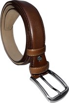 AKA deri - Riemen heren - Lichtbruin - Broekriem heren - Pak Riem - Riem Heren - Klassiek Riem - Echt Leer - Totale lengte riem: 130 cm - cadeau voor man - Breedte 3.5 cm