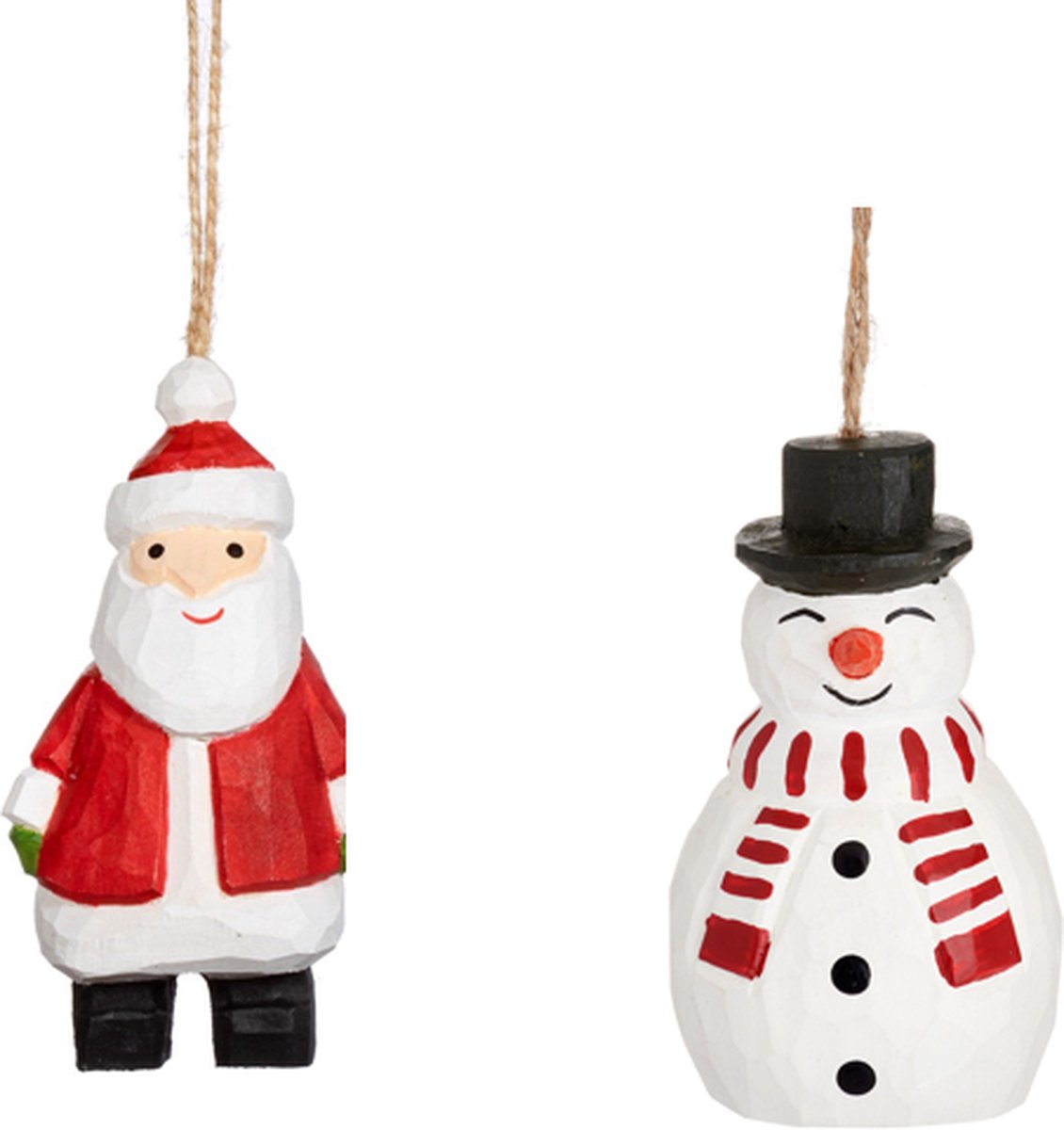 Kerstman en Sneeuwpop Set van 2 Houten Kersthangers van Sass & Belle