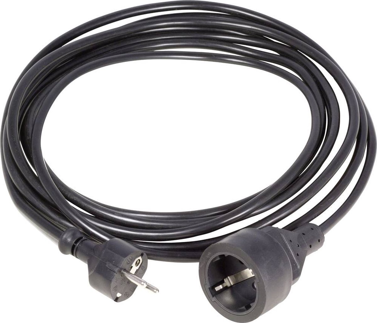 HAWA 1008294 Stroom Verlengkabel 16 A Zwart 5.00 m H05VV-F 3G 1,5 mm²