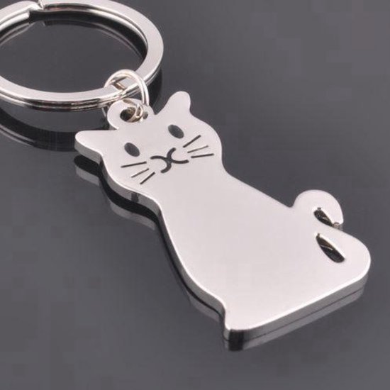 Porte-clés Chat / Chat - Couleur argent - LeuksteWinkeltje