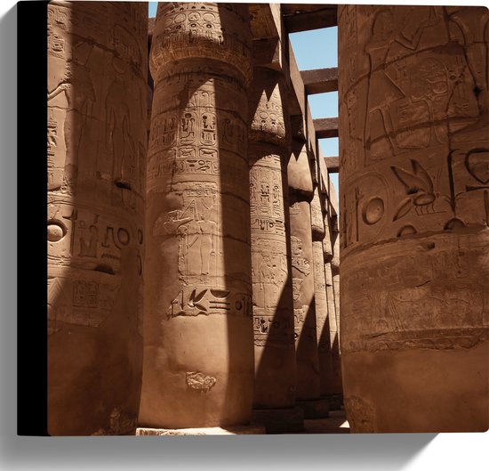 WallClassics - Canvas  - Hypostyle Zaal in Karnak - Egypte - 30x30 cm Foto op Canvas Schilderij (Wanddecoratie op Canvas)