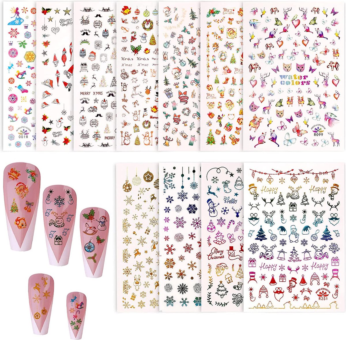 Goedkoopste GUAPÀ® Nagelstickers | Nagel Stickers Kerst | Nail Art 3D Stickers | Nagelstickers Kinderen | Nail Art Stempel | Nagelstickers Kerst | 12 Nail Art Kerst stickervellen