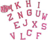 Strijkembleem Alfabet (26) - stof en strijk embleem - ROZE - Letters Stof Applicatie - Geborduurd - Kleding - Badges - Schooltas - Strijkletters - Patches - Iron On