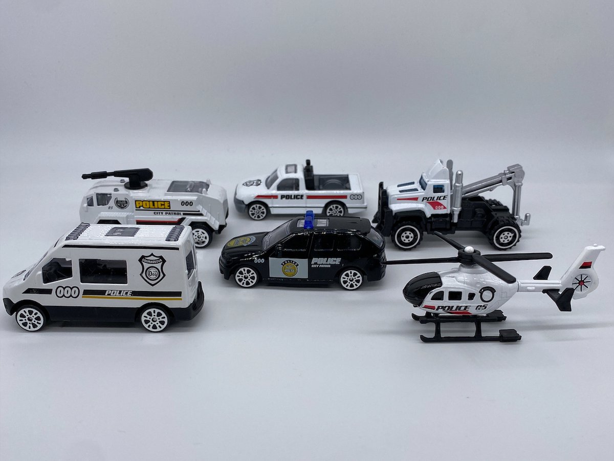 Die Cast - Politieauto - Speelgoedauto - Set van 6 - Politievoertuigen