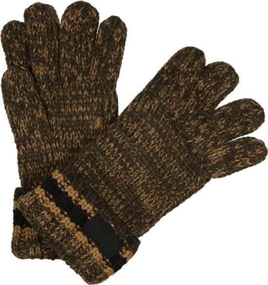 WE Fashion gebreide handschoenen - set van 2 kaki/zwart