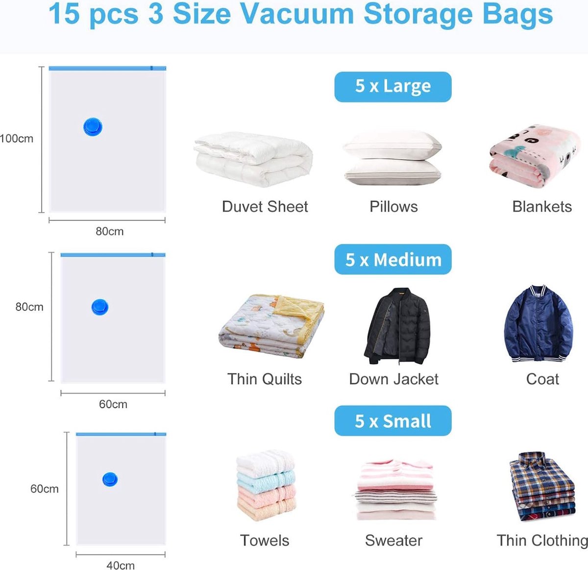 Navaris Vacuümzakken Set Van 10 - Vacuüm Opbergzakken In Verschillende Formaten Geschikt Voor Kleding Beddengoed En Dekbedden