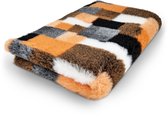 Vetbed Patchwork - Antislip Hondenmat - 100 x 75 cm - Oranje - Benchmat - Hondenkleed - Voor Honden - Machine Wasbaar