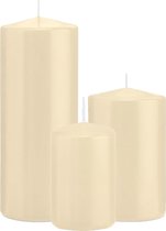 Trend Candles - Stompkaarsen set 3x stuks creme wit 12-15-20 cm