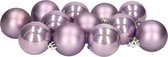 12x morceaux de boules de Noël en plastique violet clair 6 cm brillant/mat