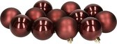 Kerstballen - 12 stuks - kunststof - donkerbruin - 6 cm