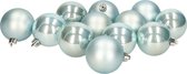 Kerstballen - 12 stuks - kunststof - baby blauw - 6 cm