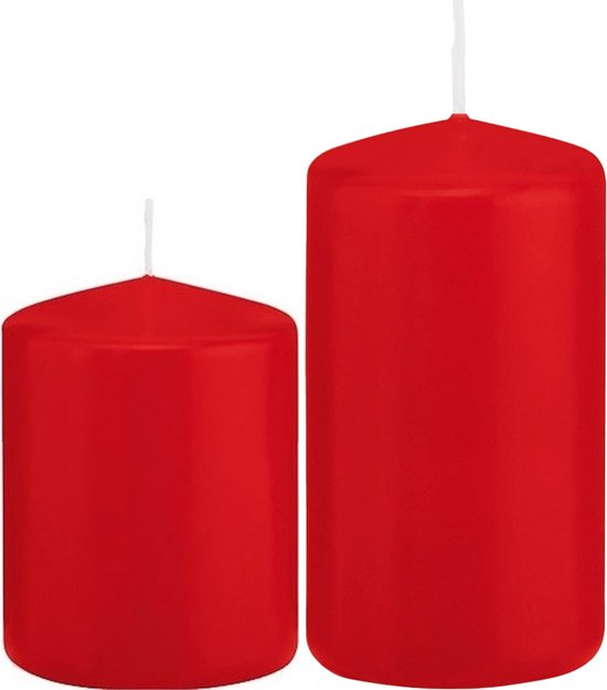 Trend Candles - Stompkaarsen set 2x stuks rood 8 en 12 cm