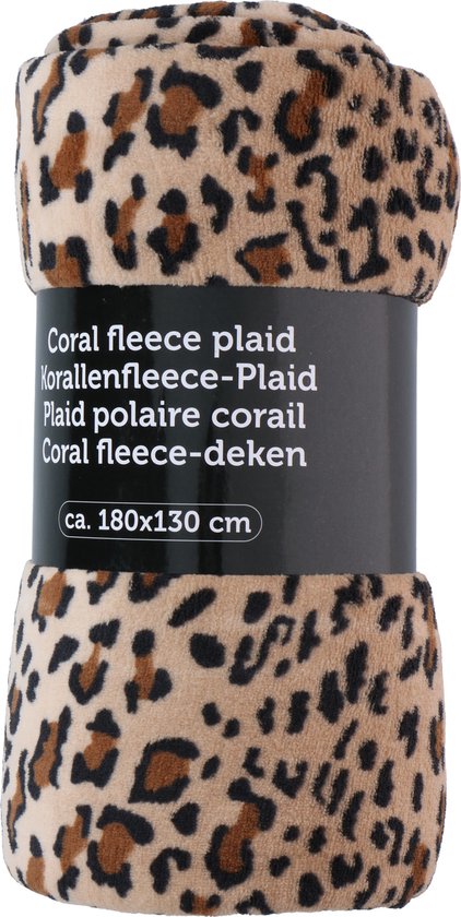 Fleece deken/plaid - 180 x 130 cm - panter print bruin - 240 grams | bol.com