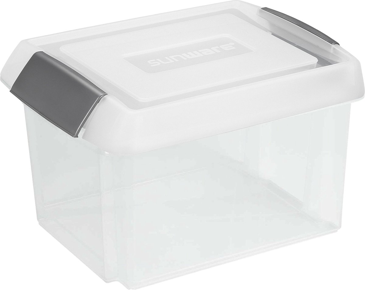 Sunware opslagbox 32 liter - transparant - 45 x 36 x 24 cm - met extra hoge afsluitbare deksel