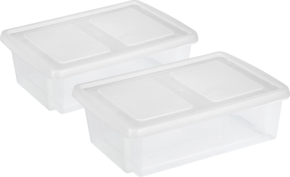 Sunware 2x stuks opslagboxen 30 liter transparant 59 x 39 x 17 cm met afsluitbare deksel