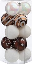 Set de boules de Noël 15 pièces - Rose Blanche/Marron - 5cm - collection 2021