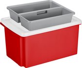 Sunware opslagbox 51 liter rood 59 x 39 x 29 cm met deksel en organiser tray