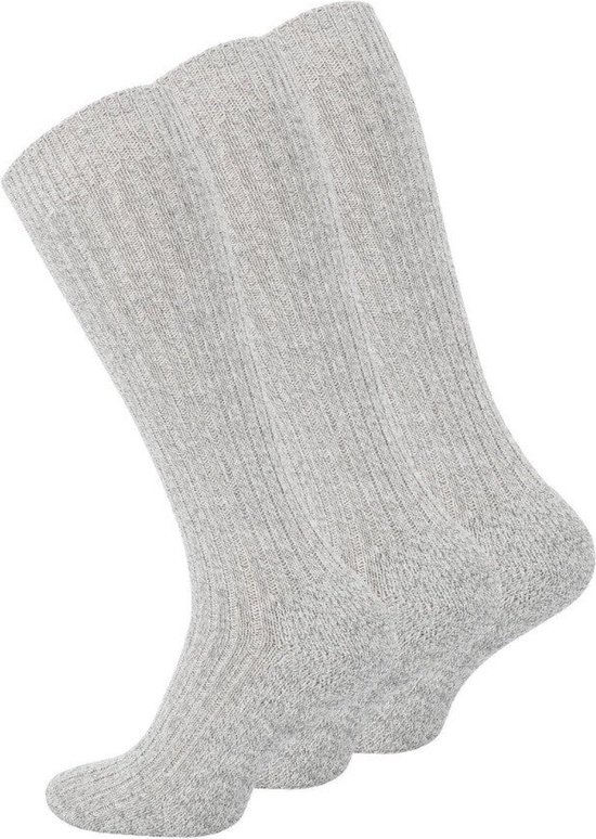 Socke|Sok|Wollen Sokken|„3 Paar Geitenwollen Kniesokken”|Noorse Kniesokken|Maat 43/46("Kleur Grijs")
