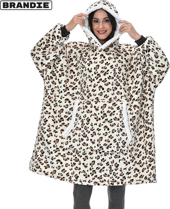 Wearable Deken Hoodie, Oversized Hooded Deken Sweatshirt, oranje bruine