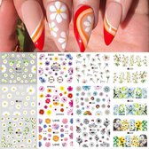 12 Stuks Nagelstickers – Nail Art Stickers – Vrolijke Bloemen