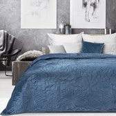 Oneiro’s luxe ARIEL Type 4 Beddensprei blauw - 230x260 cm – bedsprei 2 persoons - beige – beddengoed – slaapkamer – spreien – dekens – wonen – slapen
