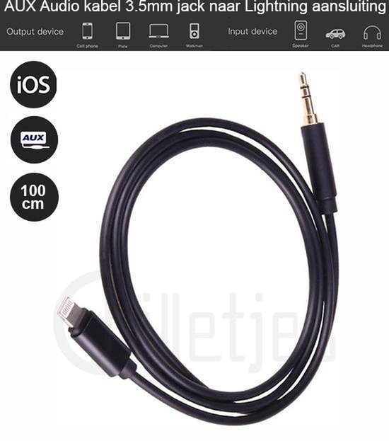 Aux Kabel Auto iPhone Iphone Auxkabel auto iPhone Lightning 3.5 mm Jack audio...