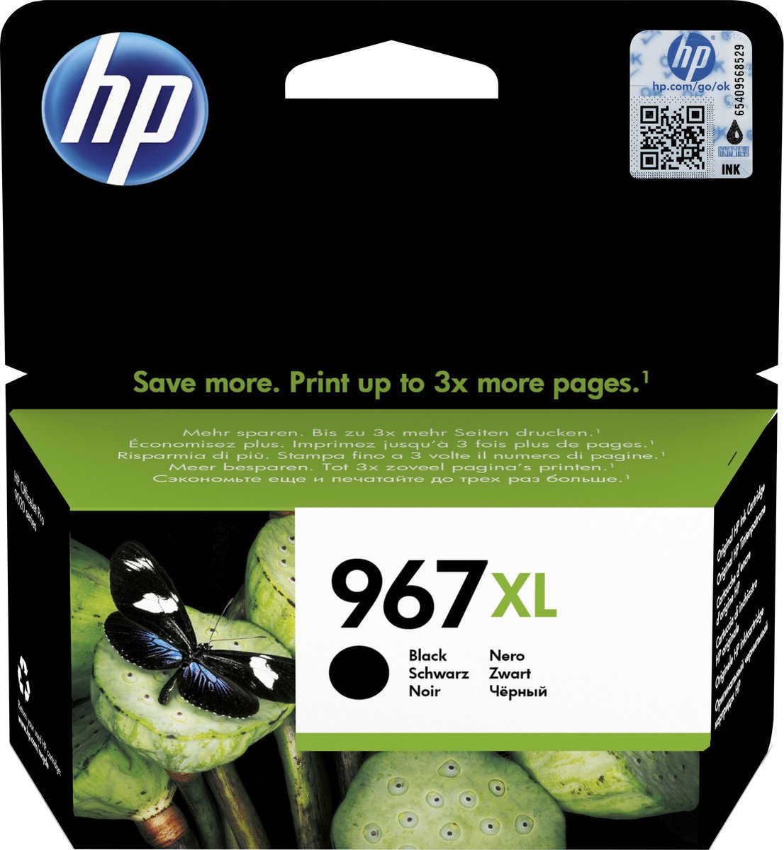 HP 967XL - 68.72 ml - hoog rendement - zwart - origineel - inktcartridge - voor Officejet Pro 9020, 9022, 9023, 9025, 9025e, 9028