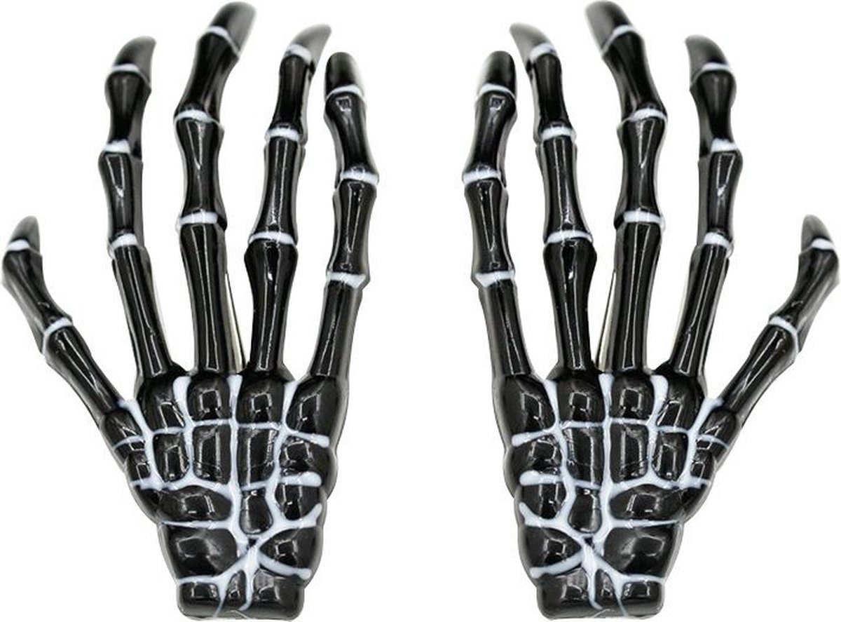 Skelett Hand Haarclips – 4 Stück Set In Schwarz & Weiß Für Halloween, Gothic & Cosplay
