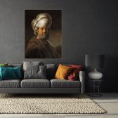 Wanddecoratie / Schilderij / Poster / Doek / Schilderstuk / Muurdecoratie / Fotokunst / Tafereel Man in oosterse kleding - Rembrandt van Rijn gedrukt op Geborsteld aluminium