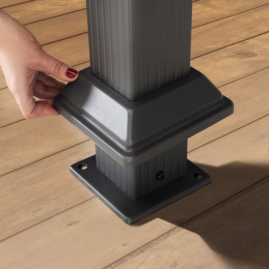 Pavillon de jardin 4x4 m Cadre Aluminium Polycarbonate Toit environ 8 mm Pavillon Tente de jardin 4 Parois latérales Grijs