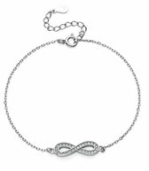 Joy|S - Zilveren Infinity armband - zirkonia - gehodineerd