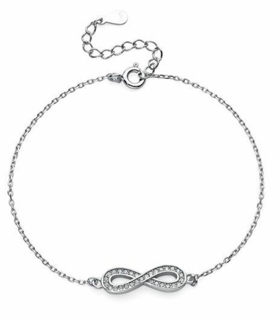 Joy|S - Zilveren Infinity armband - zirkonia - gehodineerd