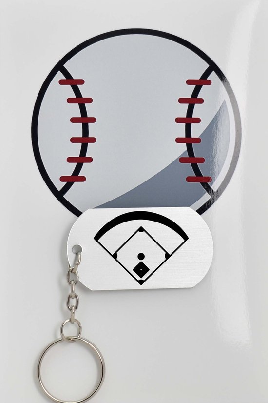 honkbal sleutelhanger inclusief kaart - sport cadeau - sporten - Leuk kado voor je sporter om te geven - 2.9 x 5.4CM
